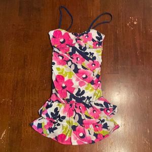 Pink Floral Tight Ruffled Mini Dress